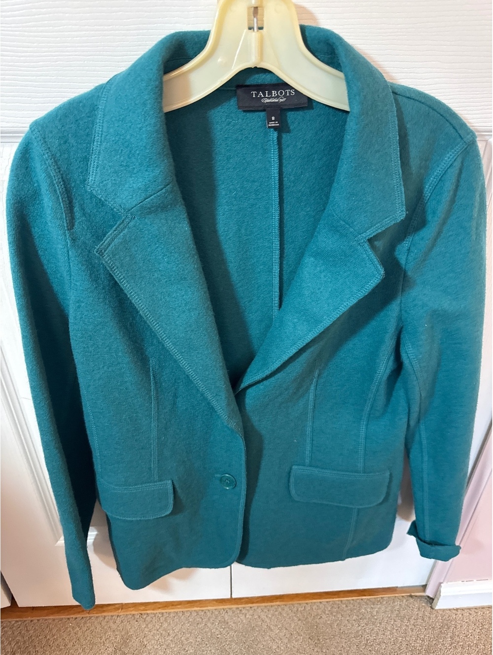 Talbots Women's Wool Blend Teal Blazer Jacket Size 8